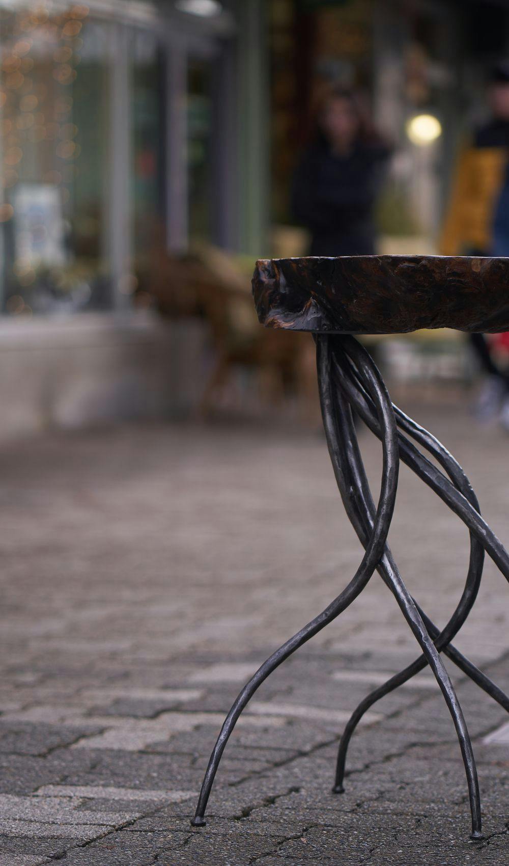 Twisted Table in front of Miran's studio